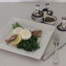 Poached eggs with lemon pepper tuna and broccolini